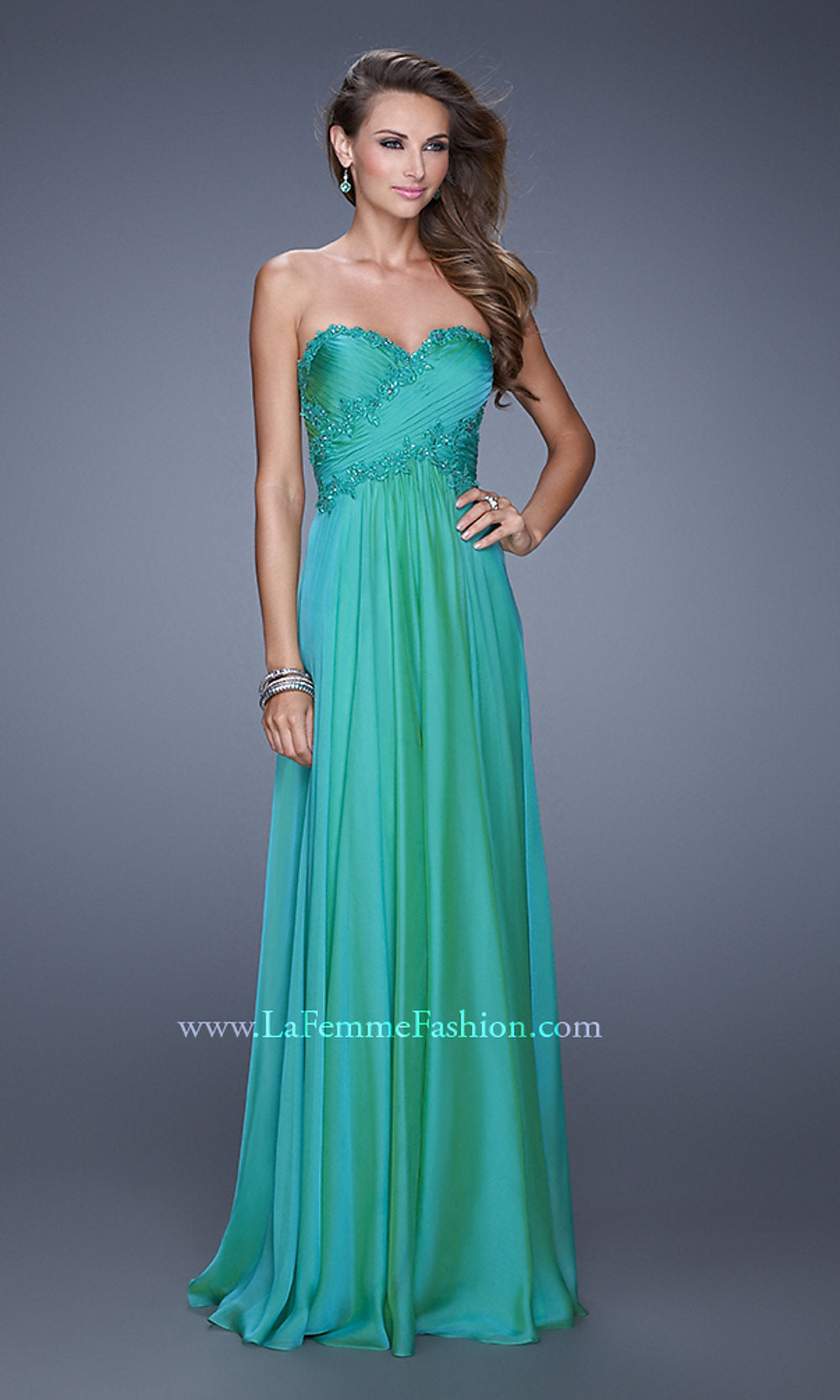 Strapless La Femme Gown, Long Low Cut Back Dress