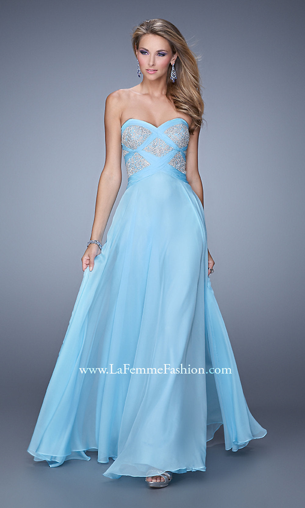 La Femme Strapless Long A-Line Formal Dress