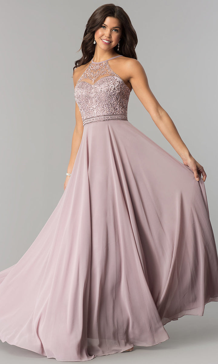 Long chiffon prom dress with sales ribbon embroidery