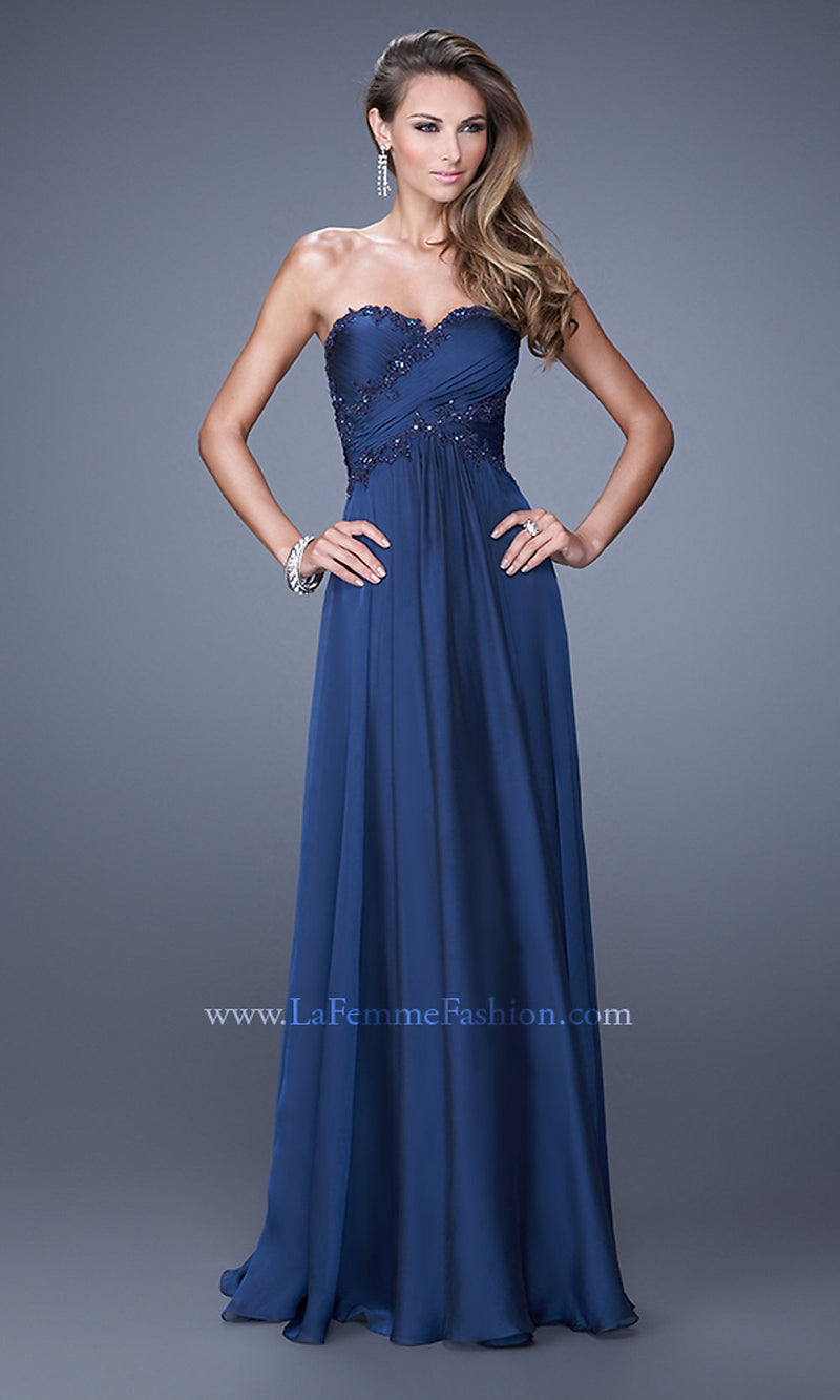 Strapless La Femme Gown, Long Low Cut Back Dress