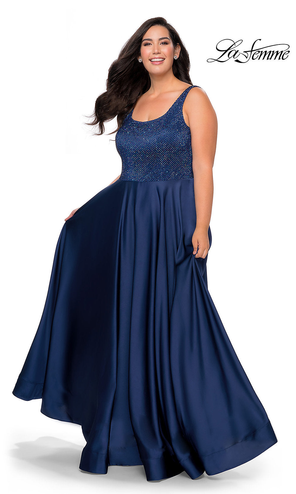 Long La Femme Plus-Size Prom Dress with Pockets