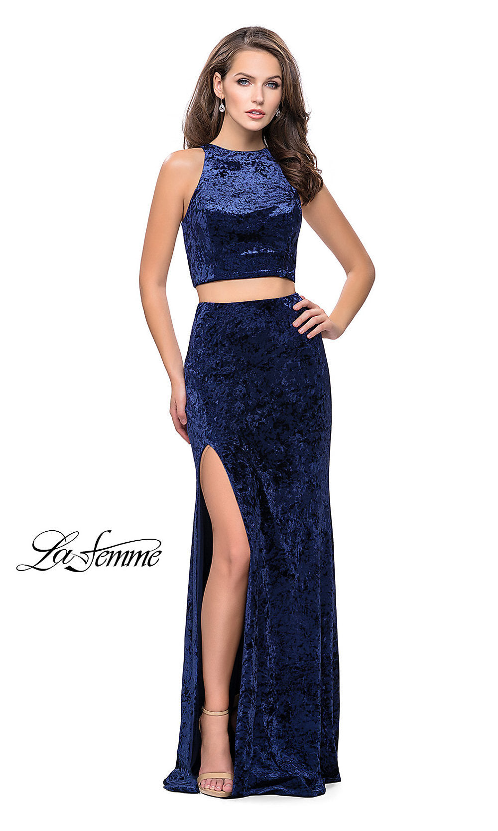 La Femme Prom Dress Navy Blue