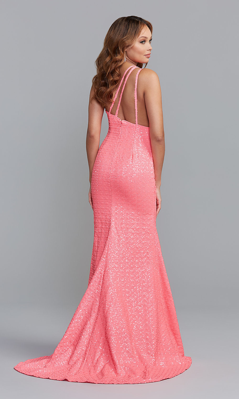  One-Shoulder Long Pink Formal Dress with Godet