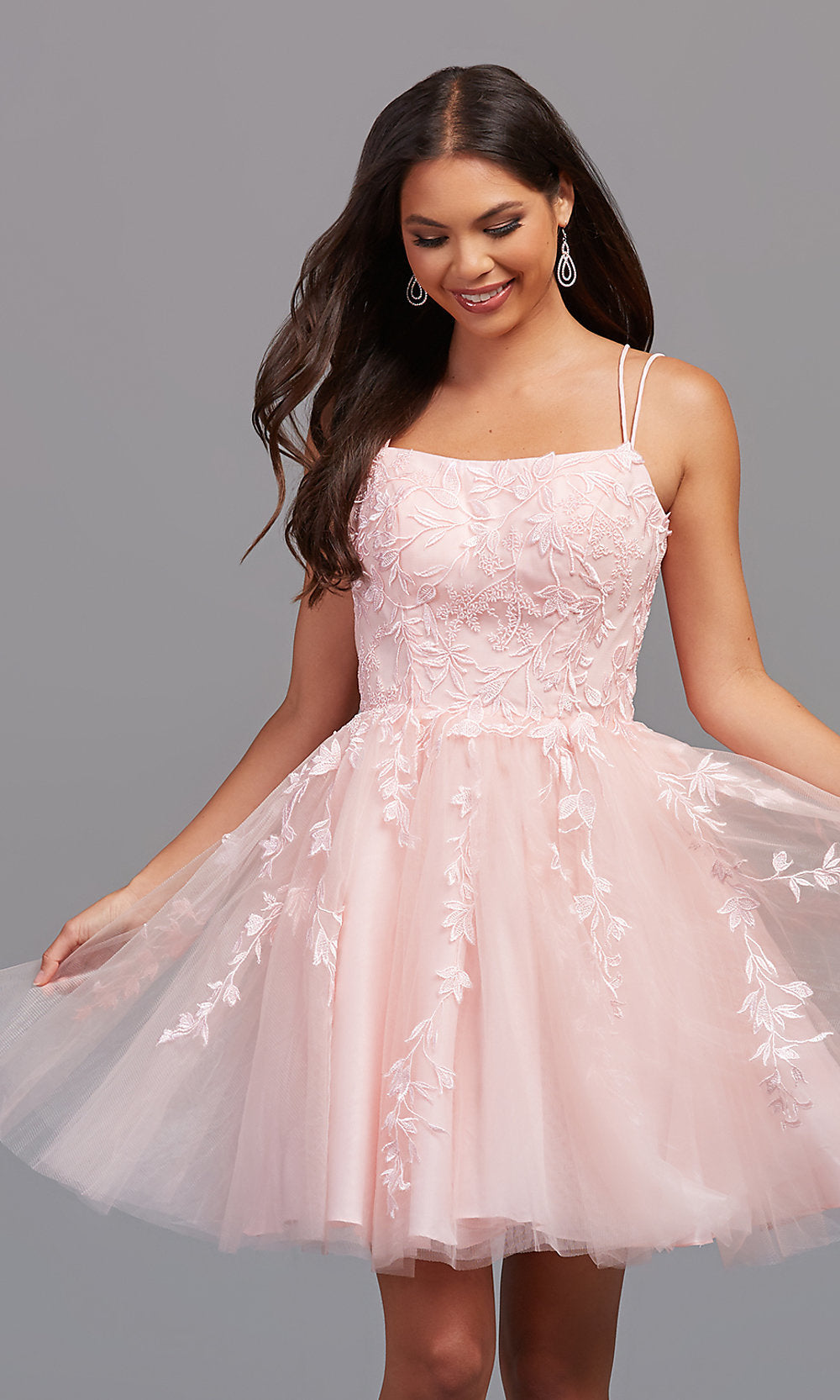 Short Babydoll Prom Dress with Strappy Open Back