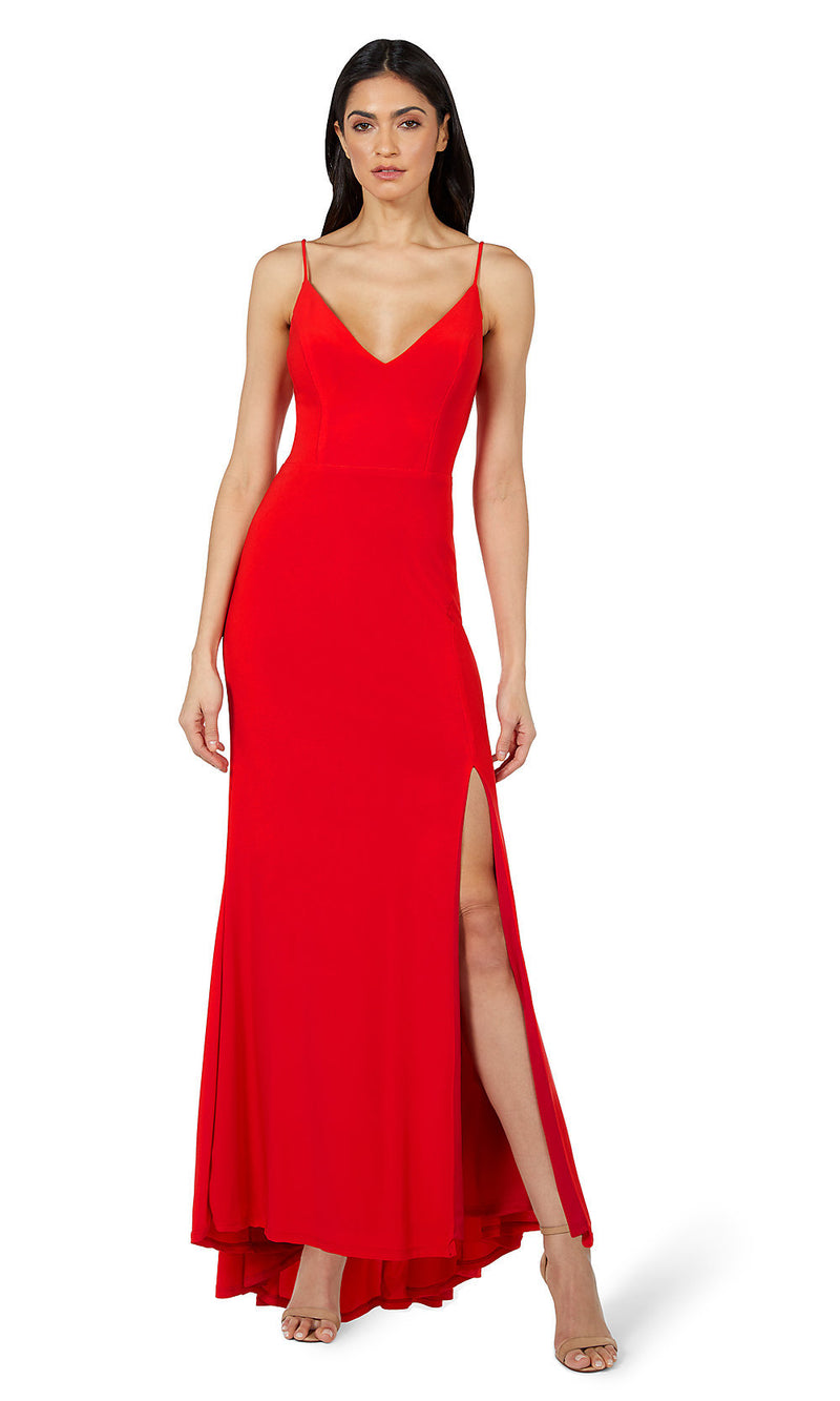 Classic Long Simple V-Neck Formal Dress by Jump