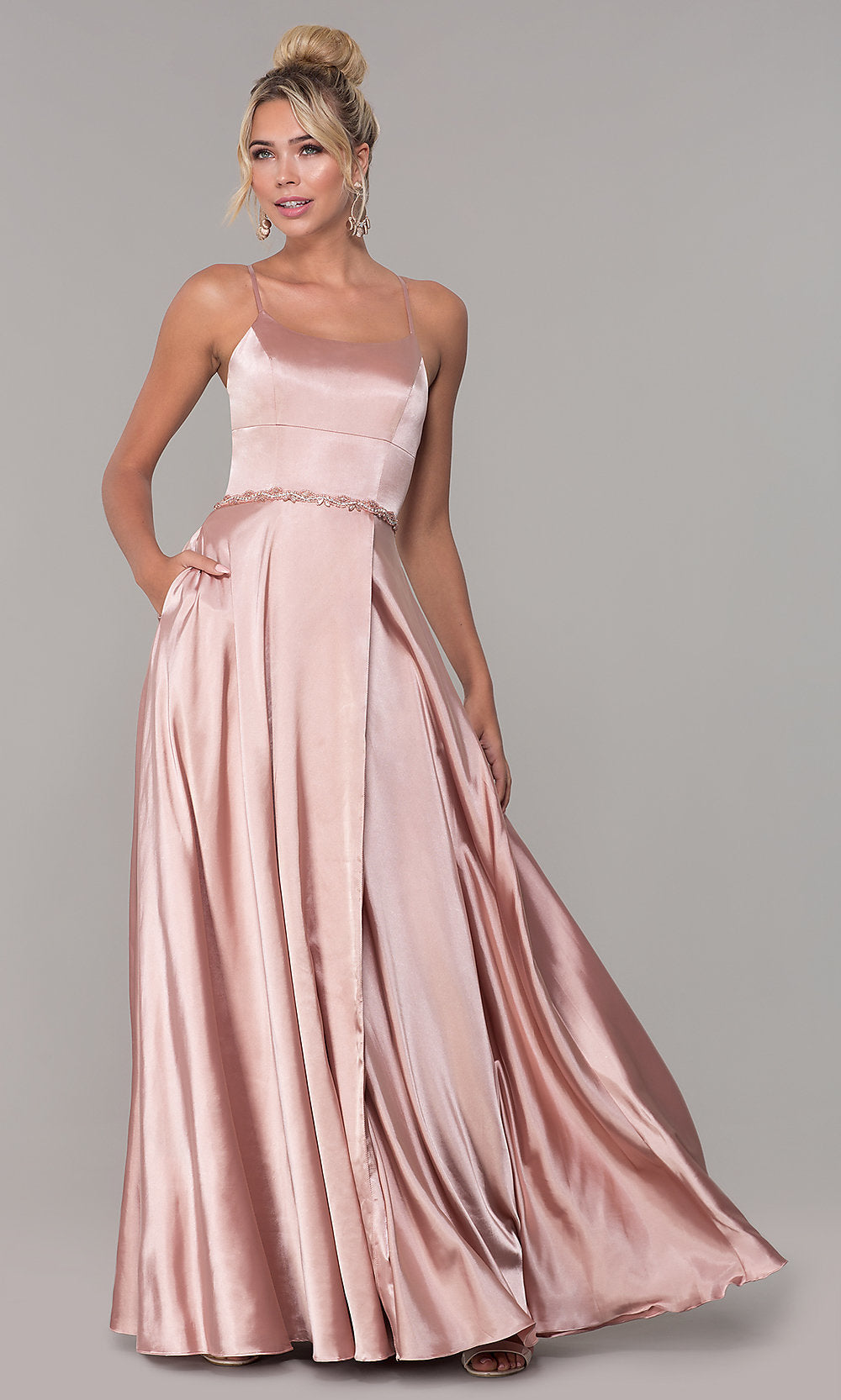 Satin wrap hotsell prom dress